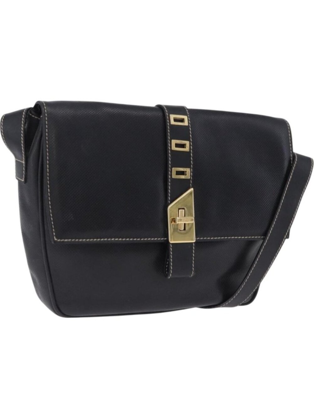 FENDI Shoulder Bag Leather Black Gold